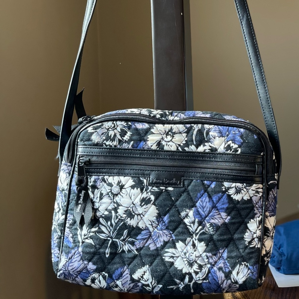 Vera Bradley Black and Blue Floral Crossbody Bag